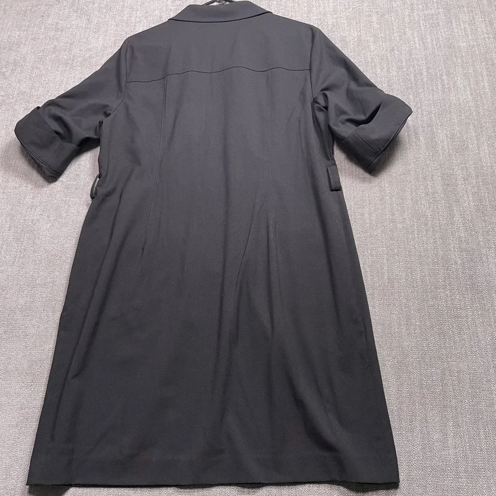 Michael Kors Utility Dress Womens XL Black Stretch Roll Tab Sleeve Half Zip